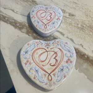 Brighton Heart-Shaped Jewelry Boxes - Red and Blue Floral Design